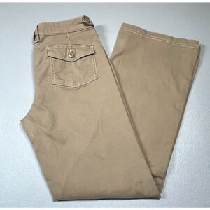 Vintage y2k Old Navy Size 8 Ultra Low Waist FLARE Stretch Jeans 2000s Tan 32x30